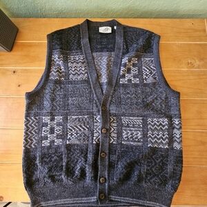 Vintage Gabicci Italy Knit Vest 90s Mod Grandpa Core Sweater Size XL